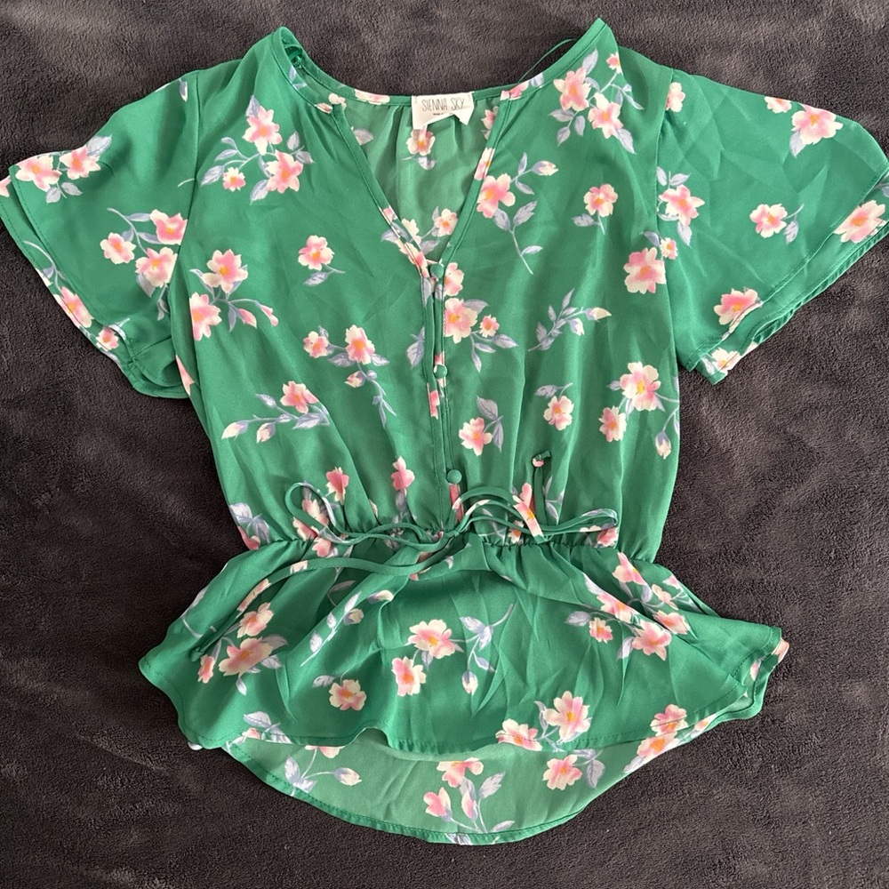 Sienna Sky Green Floral Blouse